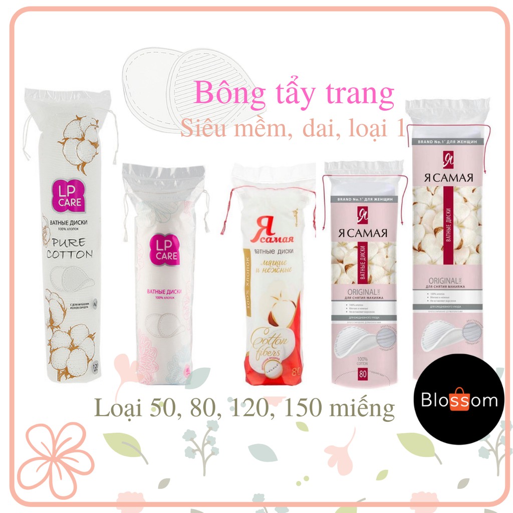 Bông tẩy trang IPEK, không xù, có may viền