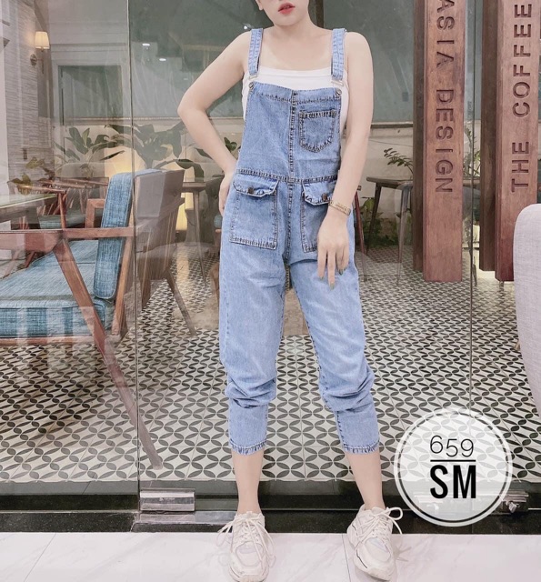 Quần yếm jeans 2 túi trước (kèm ảnh thật)