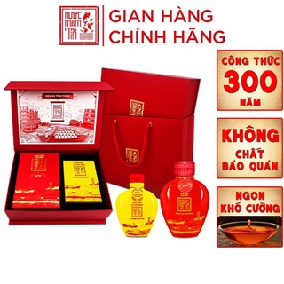 [Mua 1 tặng 1]Hộp Quà Đậm Đà Tình Thân 1 Nước Mắm Tĩn Tôm Biển 60N 500ml/Tĩn Và 1Tĩn Nước Mắm Tĩn Cá Cơm Vàng 250 ml/Tĩn