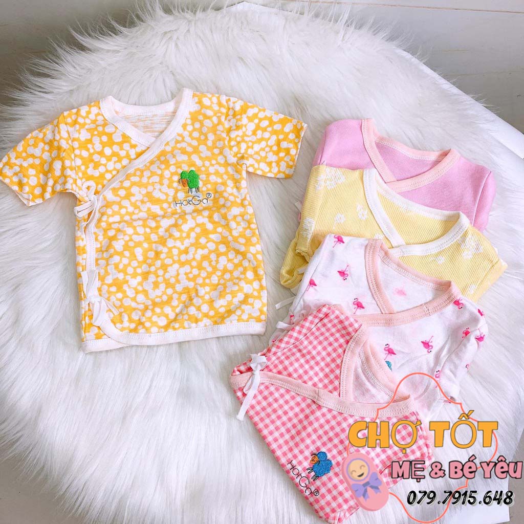 Combo 5 Áo Sơ Sinh Cột Dây HotGa Tay Dài,Tay Ngắn Cho Bé Gái Bé Trai (100% Cotton Bozip Mềm Không Xù Lông Nhiều Mẫu)