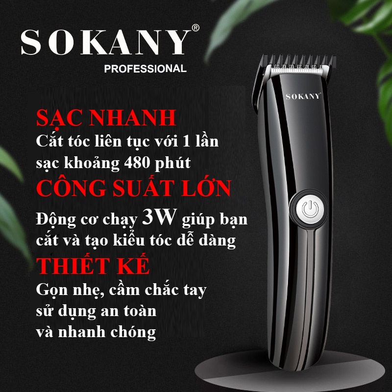 Tông đơ cắt tóc loại sạc pin không dây chống nước SOKANY SK-754 có thể vừa cắt ướt vừa cắt khô [ ĐỔI MỚI TẠI NHÀ ]