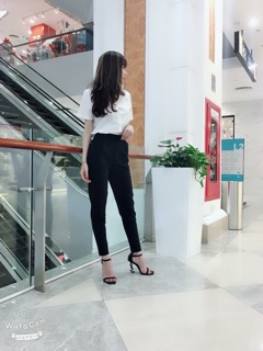 Quần vải baggy than, đen