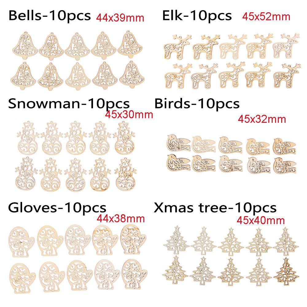 Set 10 Phụ Kiện Treo Trang Trí Giáng Sinh Bằng Gỗ