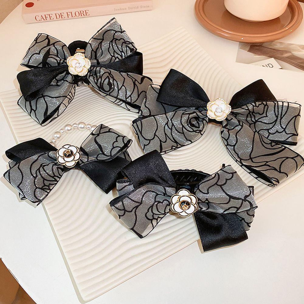 NICKOLAS Kẹp Tóc Đuôi Ngựa Hình Nơ Hoa Phong Cách Vintage Cho Nữ Giá Đỡ