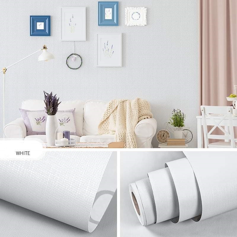 Cuộn 10m giấy dán tường Trắng trơn có keo sẵn