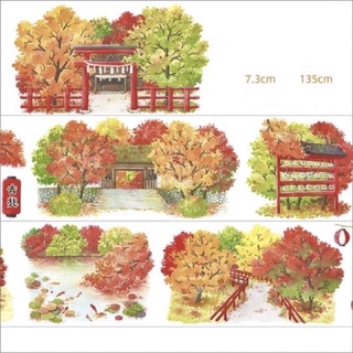 (Chu kỳ) Băng dính trang trí washi tape hoạ tiết cây lá đỏ CHU KỲ 135 CM