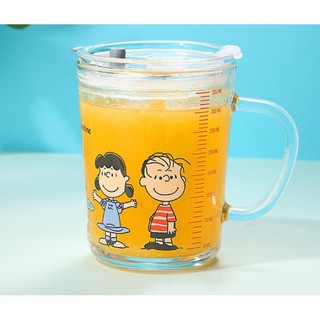 Cốc thuỷ tinh chia vạch 350ml, kèm theo ống hút silicon tiện lợi