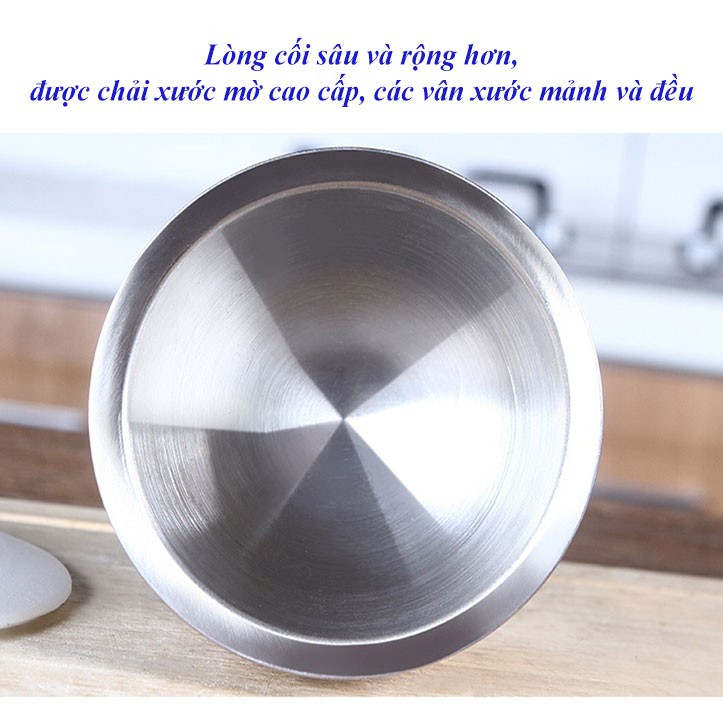 Cối chày Inox 304 chính hãng Anshin - size lớn dáng ly đường kính 13cm - kháng khuẩn, chống nấm mốc