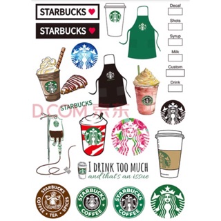 Sticker dán nón bảo hiểm vali laptop khổ A4 Starbuck