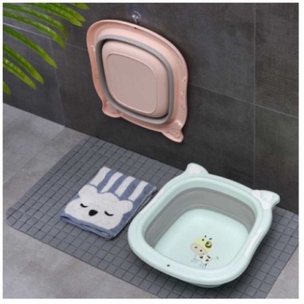 Chậu Rửa Mặt Gấp Gọn Hình Chú Bò Sữa Cho Bé Hàng Quảng Châu Cao Cấp (PK1)
