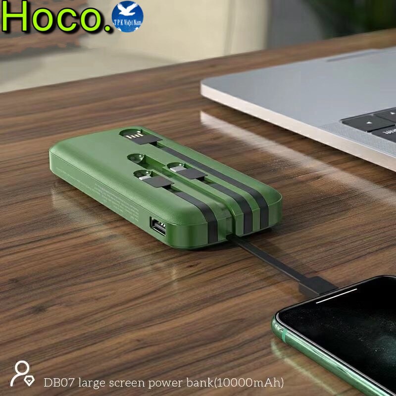 Pin Sạc Dự Phòng 10000mah Hoco DB07 Tích Hợp 3 Cáp Sạc Micro/Lightning/Type-C Chính hãng | BigBuy360 - bigbuy360.vn