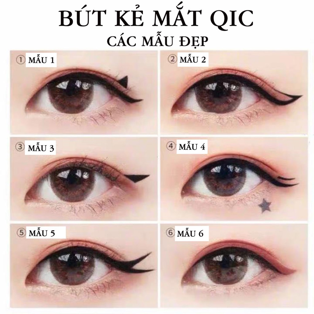 Bút kẻ mắt không thấm nước QIC, chống Lem, Chống Trôi nhanh khô có 2 đầu tạo nhiều kiểu [nội địa Trung]