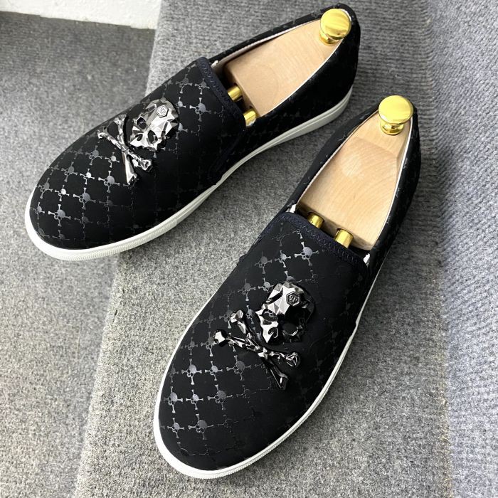 giày nam giày lười đính đầu lâu kim loại cực phẩm - giày mọi nam đẹp | BigBuy360 - bigbuy360.vn