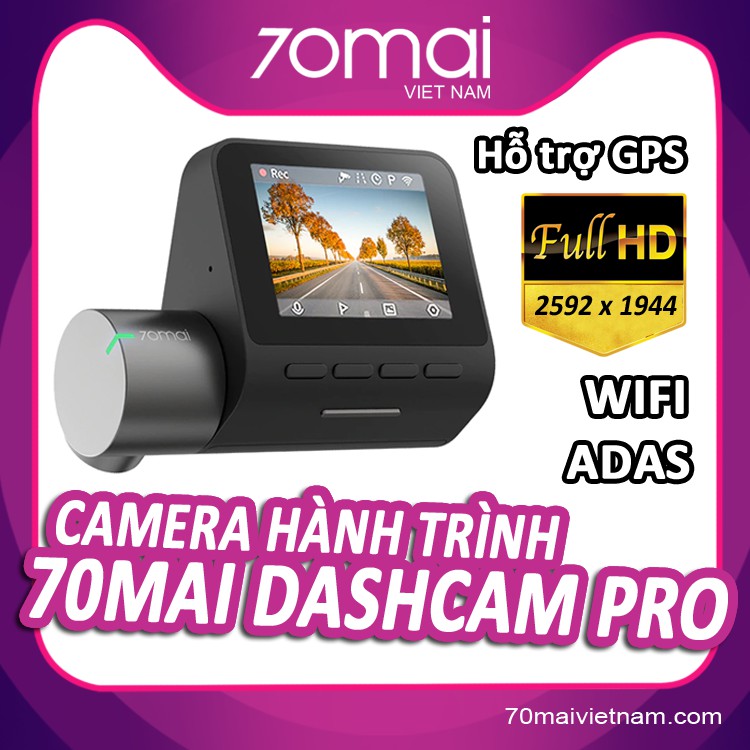 Camera hành trình 70Mai Pro Quốc Tế, Quay 1944P, WIFI, ADAS, Kết Nối GPS Hiển Thị Tốc Độ