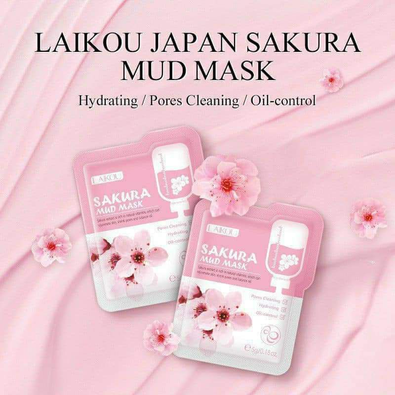 Mặt nạ bùn LAIKOU Hoa anh đào cấp nước sạch da kiềm dầu Japan Sakura Mud Mask