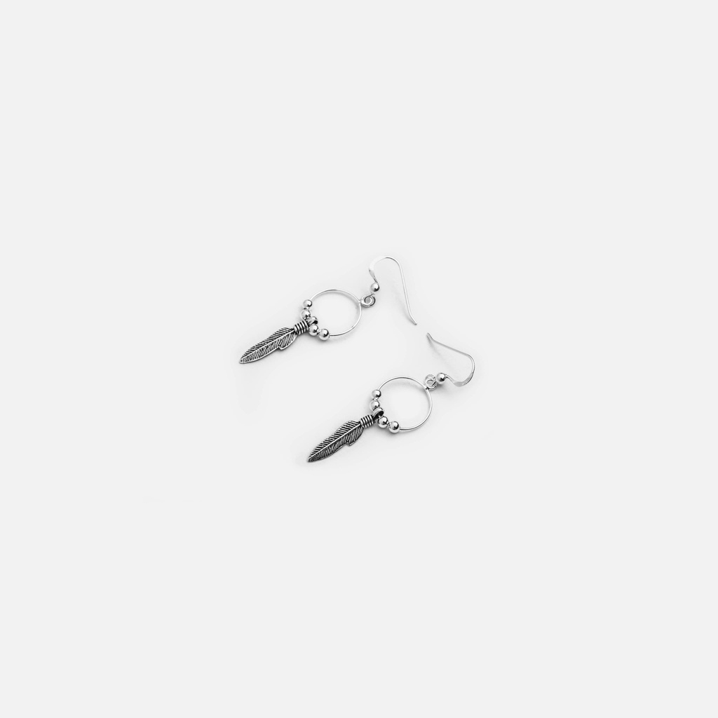 Bông Tai Bạc Nữ 925 -Hoạt Tiết Lá -Oxidize Cá Tính-KaT Jewelry