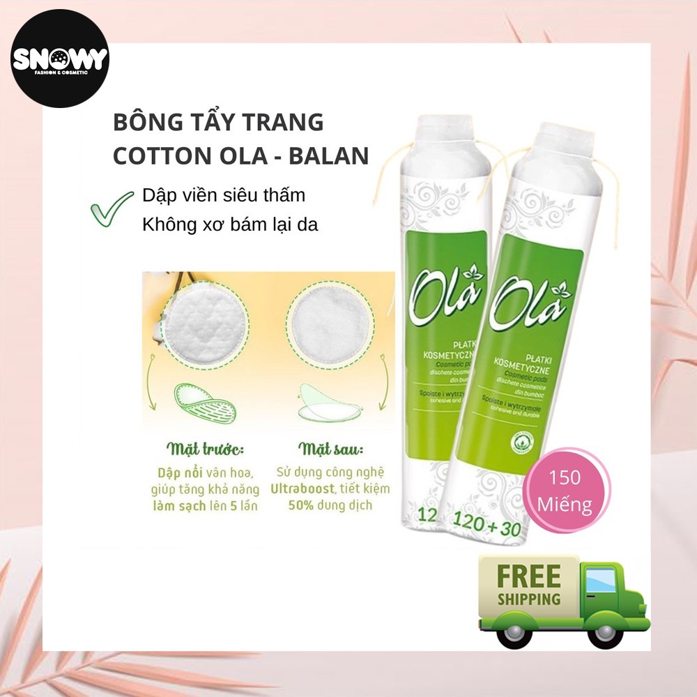 Bông tẩy trang OLA Cotton Pads 120+30 miếng (150 miếng) - Ba Lan