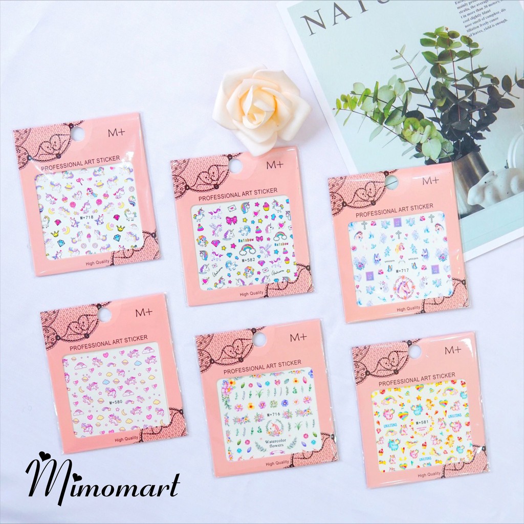 Dán móng tay nail sticker hoạt hình Rainbow đáng yêu