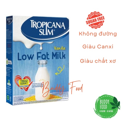 Sữa Bột Gầy Không Đường Giàu Canxi Tropicana Slim Hộp 180gr