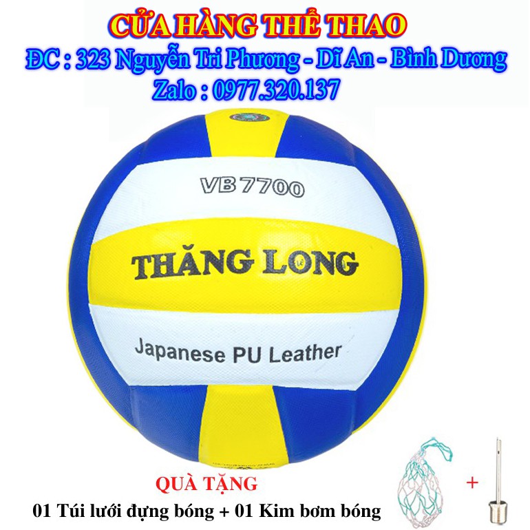Bóng Chuyền Thăng Long VB 7400 Hàng Chính Hãng, da Nhật, tặng túi lưới đựng bóng và kim bơm tiêu chuẩn