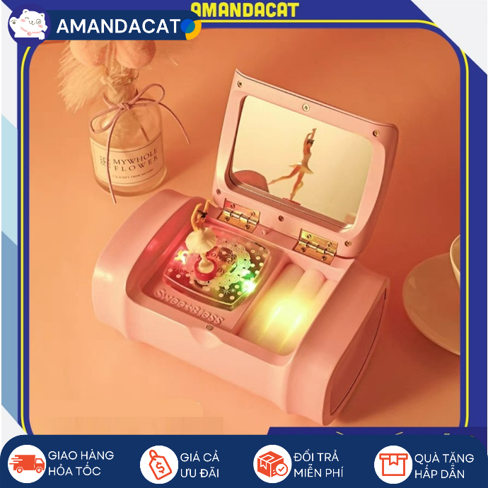 Hộp Nhạc Túi Sách kèm đồ trang sức Hello-Kitty Mèo Hồng Cầm Tay Xoay Vòng Sáng Tạo Nhiều Màu Sắc Cho Bé
