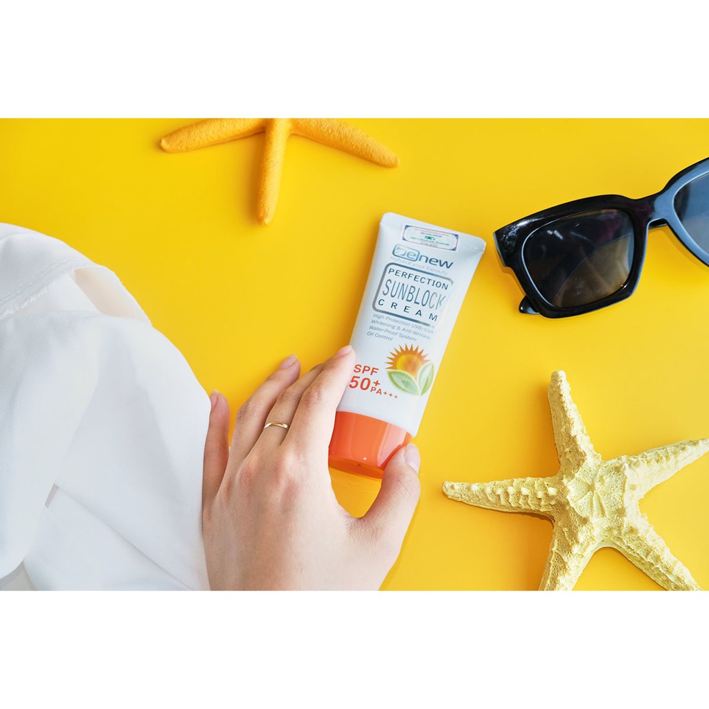 Kem Chống Nắng Kiềm Dầu Lên Tông Không Nhờn Dính BENEW PERFECTION SUN BLOCK CREAM SPF 50 PA +++ Hàn Quốc 50ml