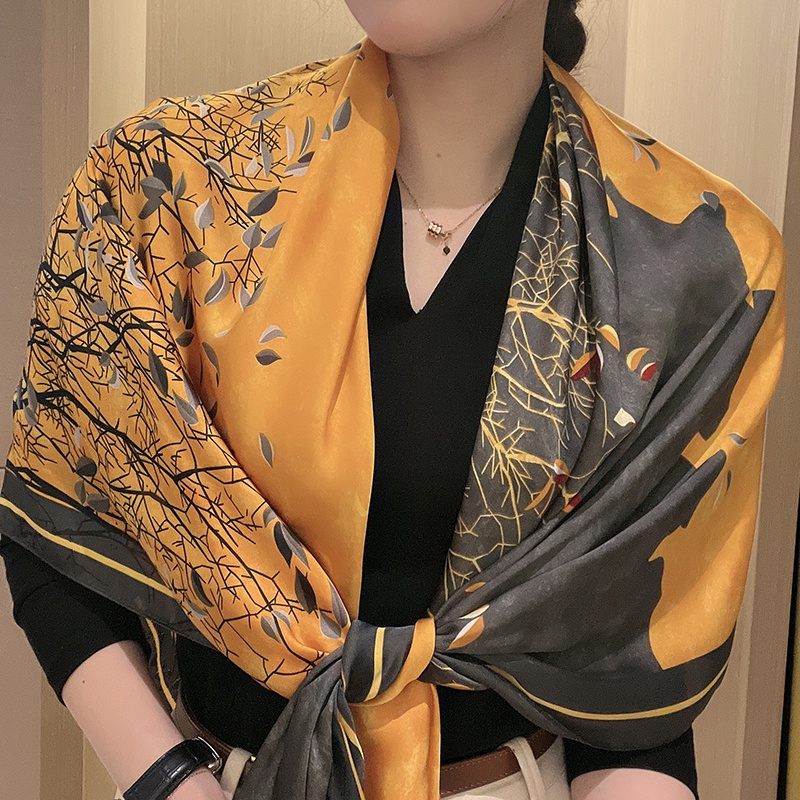 Khăn Choàng Lụa Cỡ Lớn In Họa Tiết Thời Trang Đi Biển WJ1014-77 Kích Thước 110x110cm Dành Cho Nữ