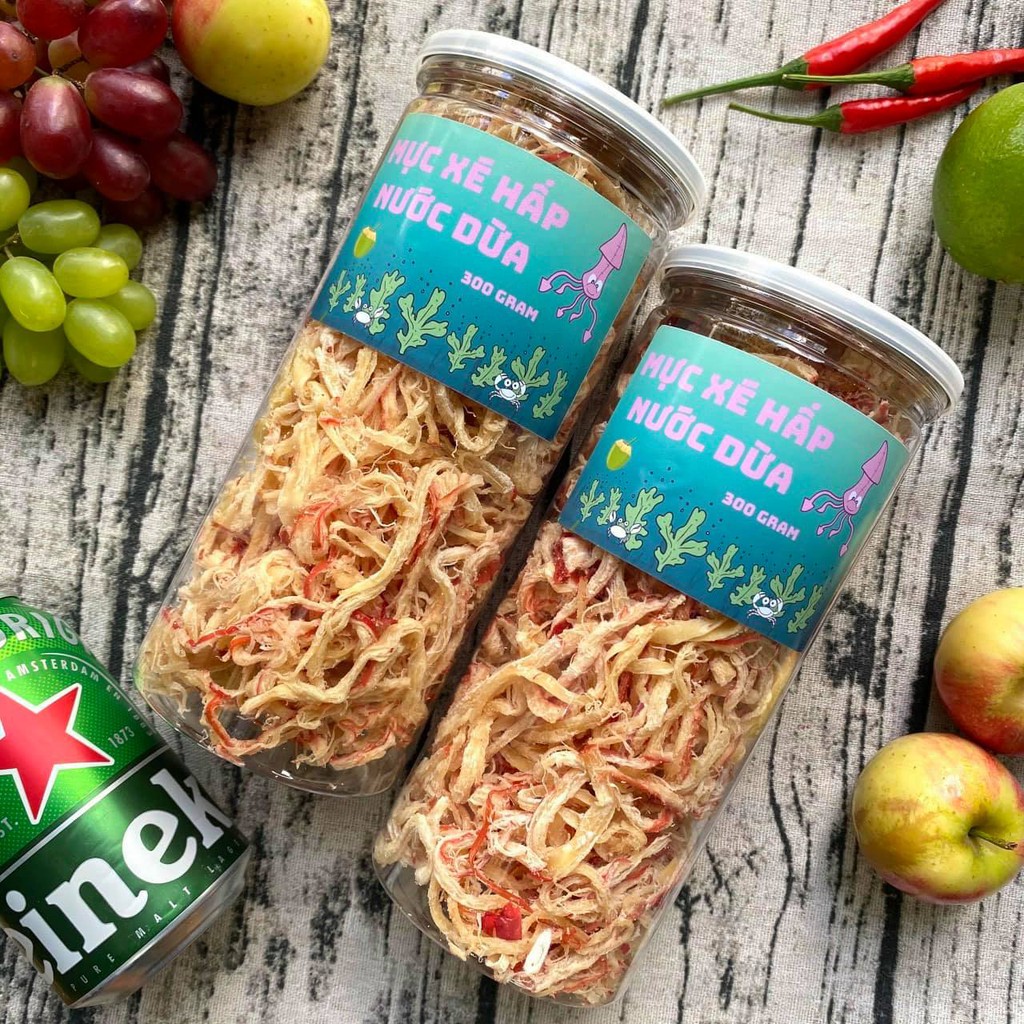 Mực Xé Hấp Nước Dừa Pet 250gr đồ ăn vặt ngon rẻ, chất lượng, freeship | BigBuy360 - bigbuy360.vn