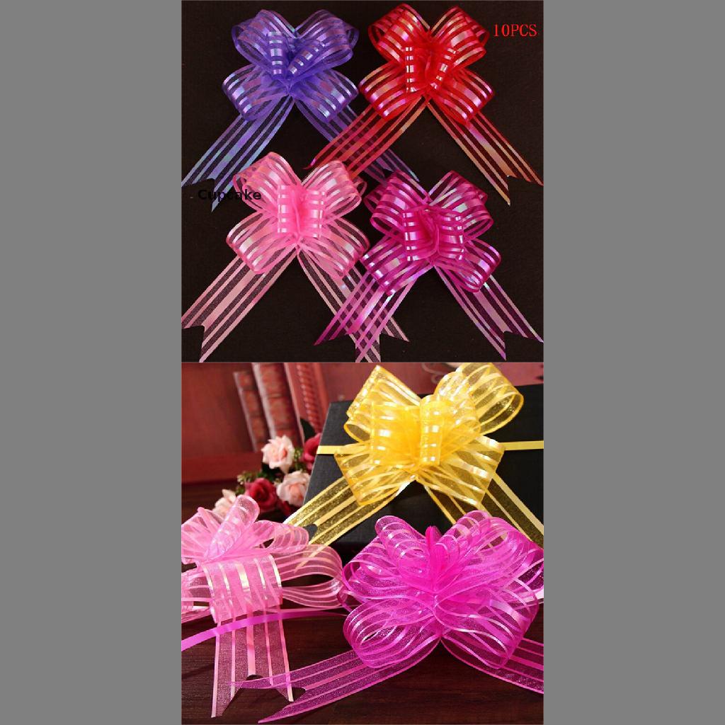 Cupcake 10pcs Organza Yarn Pull Bows Ribbons Wedding Party Flower Decor Gift Wraps
 VN