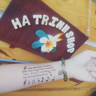 Xăm dán tatoo nhịp tim - hoa - bướm