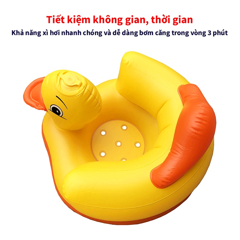 Ghế phao tập ngồi từ 6 tháng tuổi loại dày Baby-S, Ghế hơi tập ngồi cho bé hình vịt vàng ngộ nghĩnh – SSS030