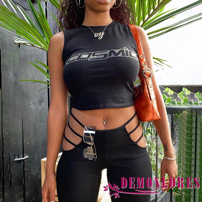 Áo Crop Top Tay Ngắn Cổ Tròn In Chữ Thời Trang Cho Nữ