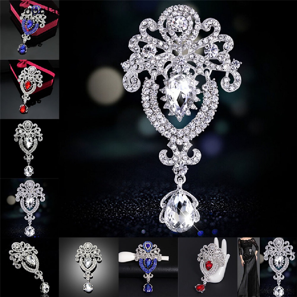 Ghim cài áo hình hoa lớn đính đá pha lê thời trang