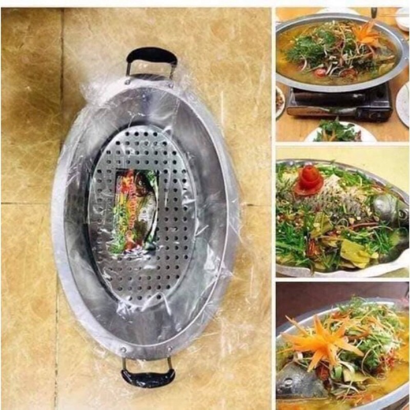 Khay cá chép om dưa inox 304 nấu trên bếp từ