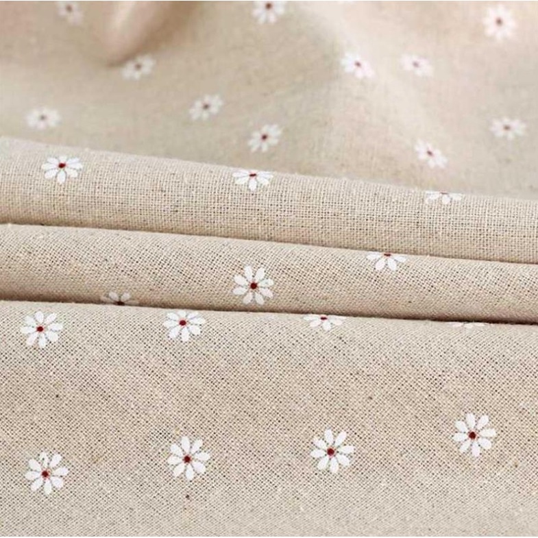[111*161cm] Khăn trải bàn vải canvas VIỀN REN họa tiết HOA CÚC nhí phong cách Nhật Bản nhẹ nhàng vintage [T001]