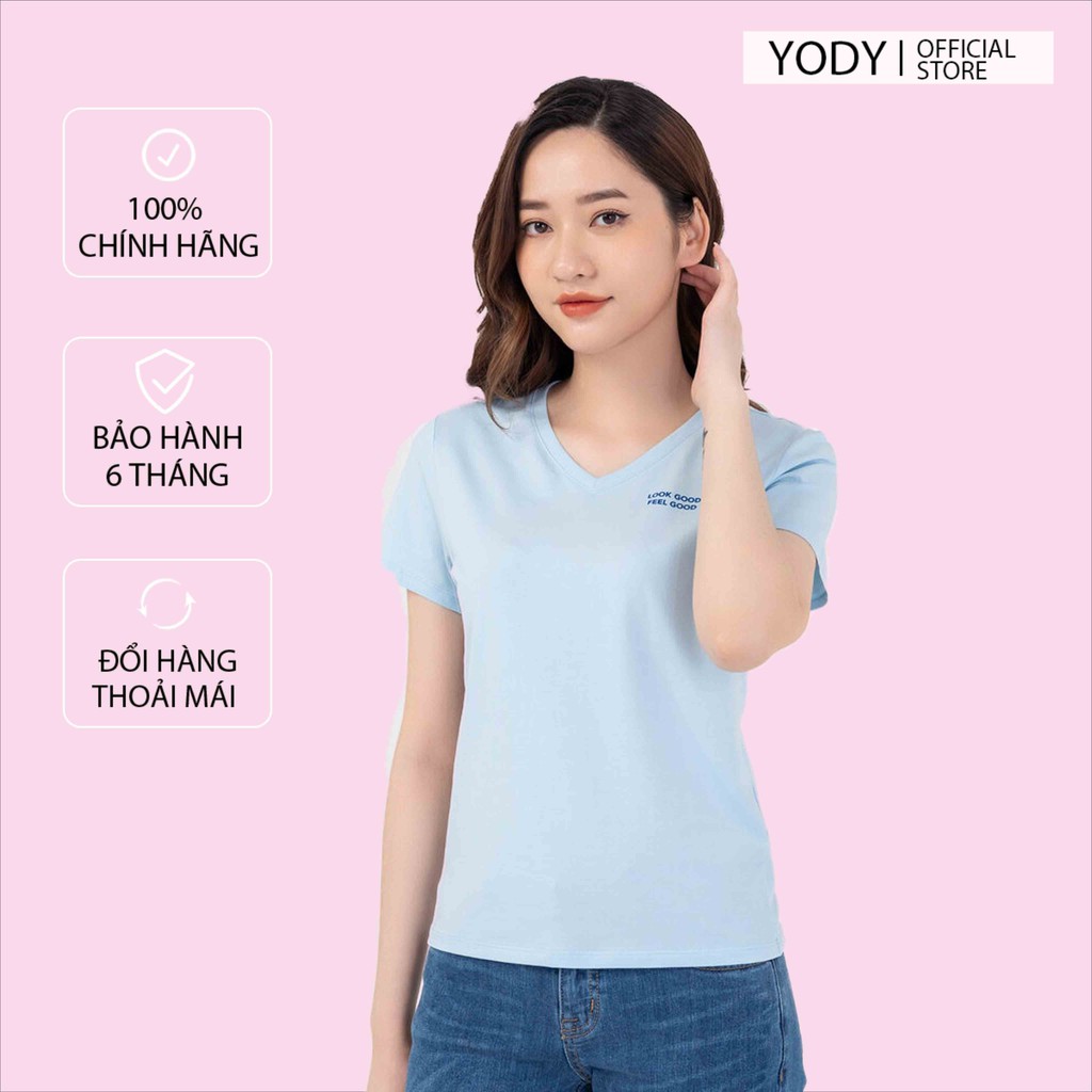 [ Mã WASTRUN4 giảm 10% tối đa 30K đơn 99K] Áo thun nữ trơn cổ tim basic cotton YODY PPN4138