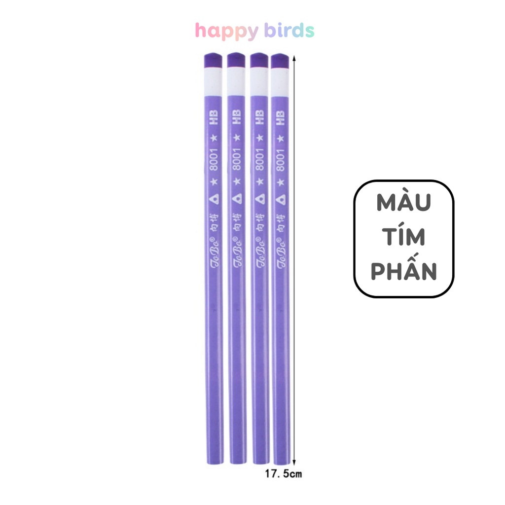 Bút chì thân gỗ HB/2B tam giác màu pastel dùng để phác họa, học tập HappyBirds