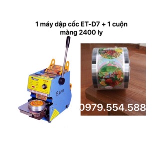 Tặng cuộn màng 2400 cốc - máy ép miệng ly, dập cốc et-d7