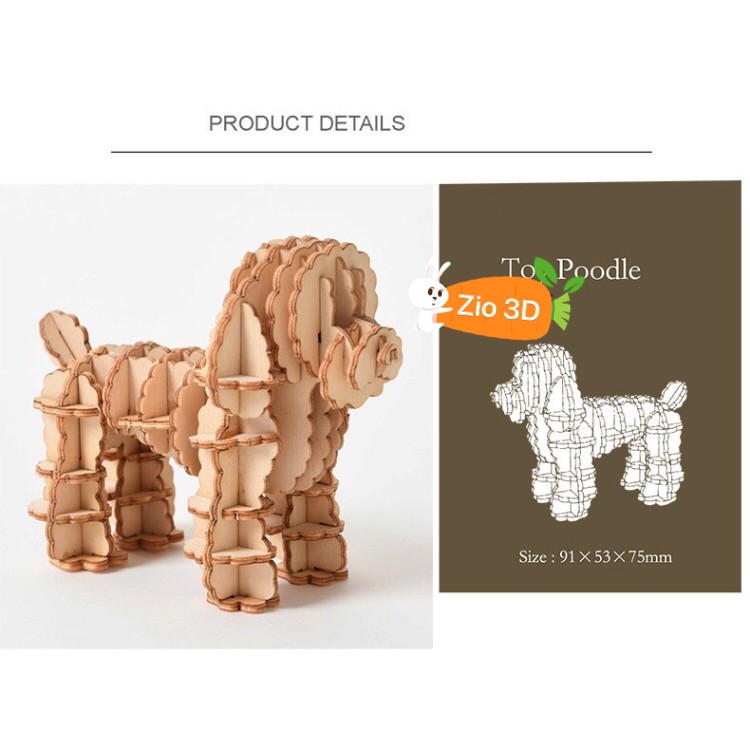 Đồ Chơi Lắp Ráp Gỗ 3D Mô Hình Con Chó Toy Poodle