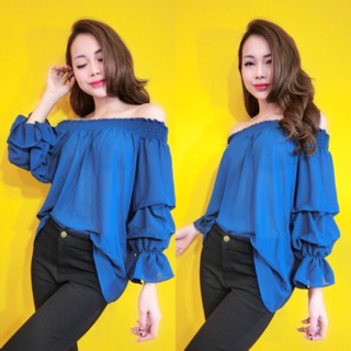 [BEST SELLER] Áo voan kiểu nữ chiffon trễ vai tay bồng