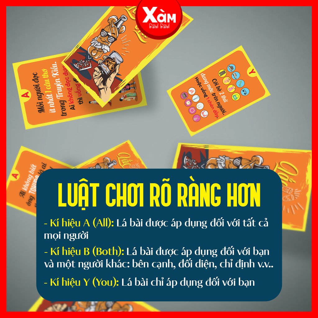 Bộ bài uống rượu bia Lắc Lư phiên bản đặc biệt Drinking Game 68 lá cho team nốc out_Xàm Shop