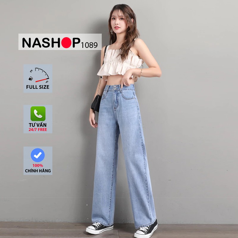Quần jean bò ống rộng suông nữ cạp cao đẹp hot năm 2021 Nashop 1089 QT26