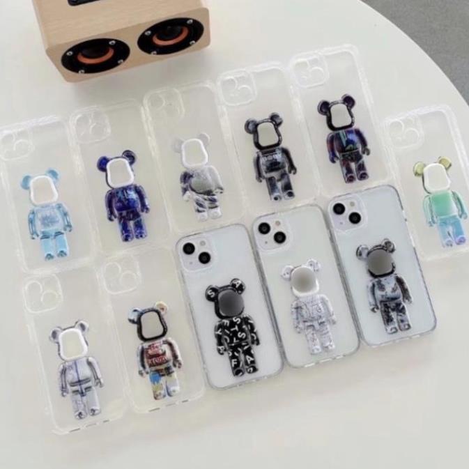 Ốp điện thoại gấu Bearbrick iphone X Xs Xsmax 11 promax 12 12promax 13 pro max trong suốt bảo vệ camera silicon
