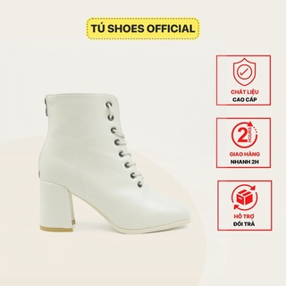 Giày boots nữ kiểu bốt cổ cao dây buộc khóa sau B22