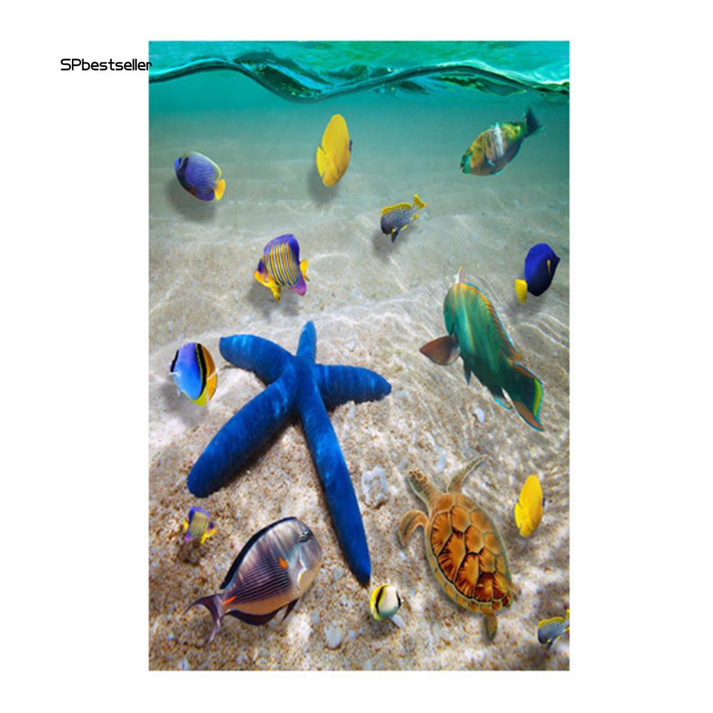 Miếng dán trang trí tường/sàn nhà hình đáy biển 3D có sinh vật biển chất liệu PVC kích thước 60x90cm