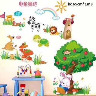 decal dán tường thỏ và rùa