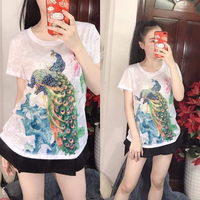 Áo thun giấy đính đá QC cao cấp có size