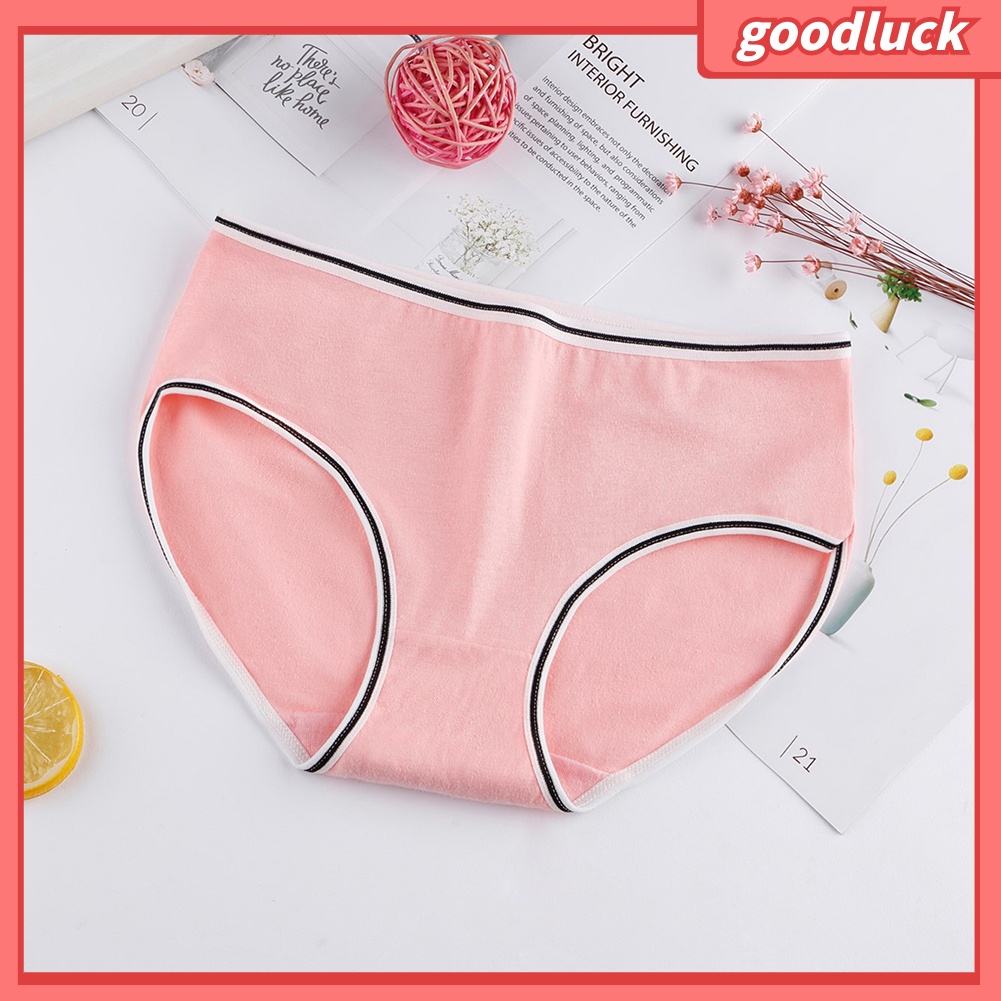 Quần lót cotton lưng thấp thoáng khí màu trơn kiểu dáng dễ thương cho nữ