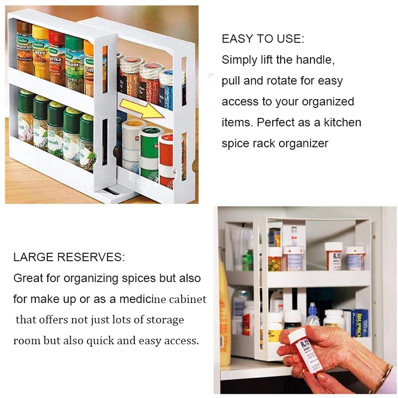 Giá đựng gia vị hai tầng tiết kiệm không gian lưu trữ trong nhà bếp/nhà tắm tiện dụng