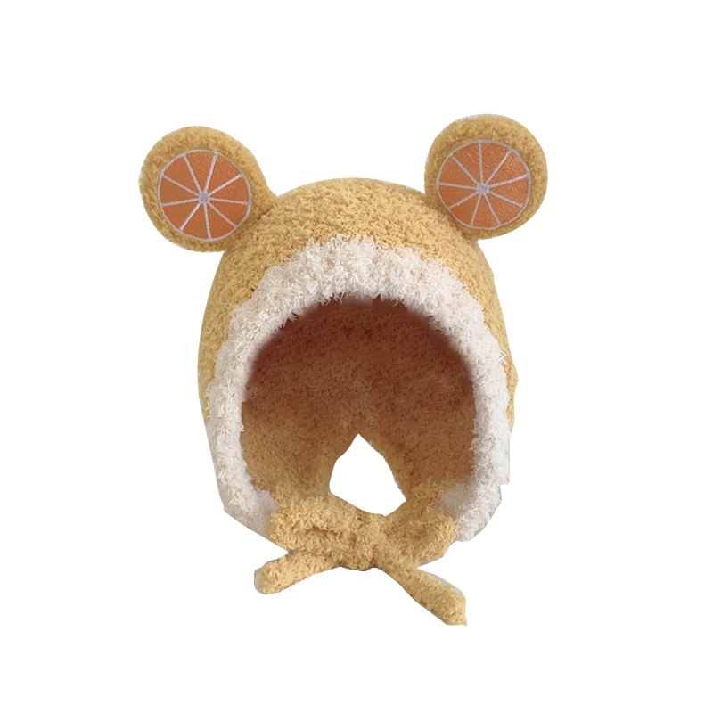 Mũ Len Beanie Mềm Mại Dày Dặn Giữ Ấm Tai Đính Bóng Lông Dễ Thương Cho Bé